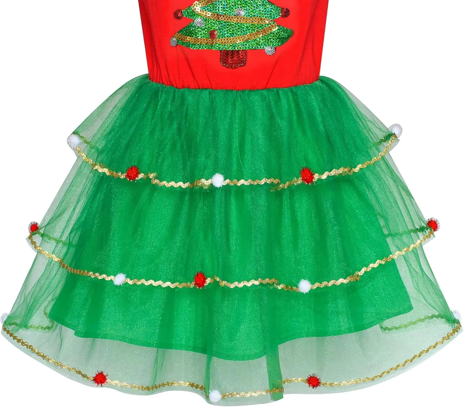 Sunny Fashion Girls Dress Long Sleeve Christmas Owl Sparkling Sequin Tulle