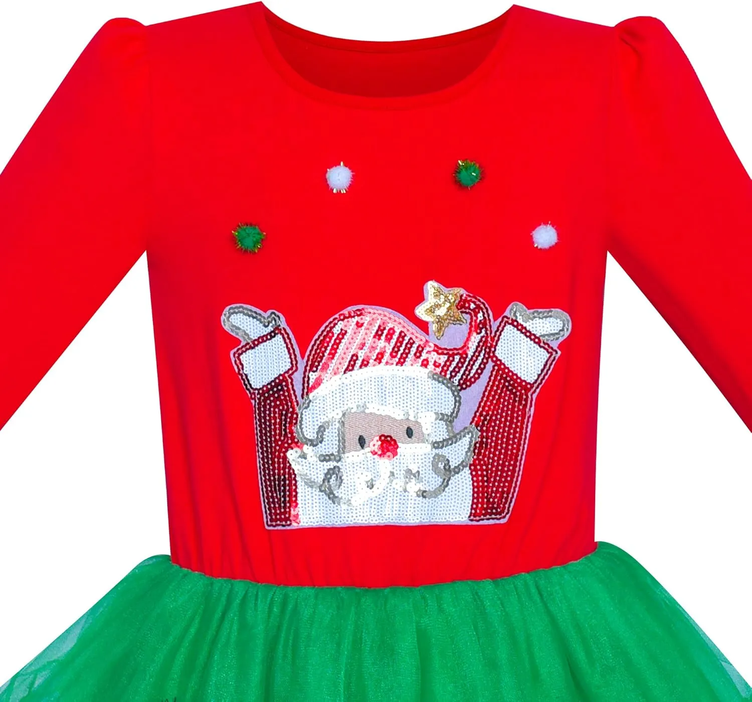 Sunny Fashion Girls Dress Long Sleeve Christmas Owl Sparkling Sequin Tulle