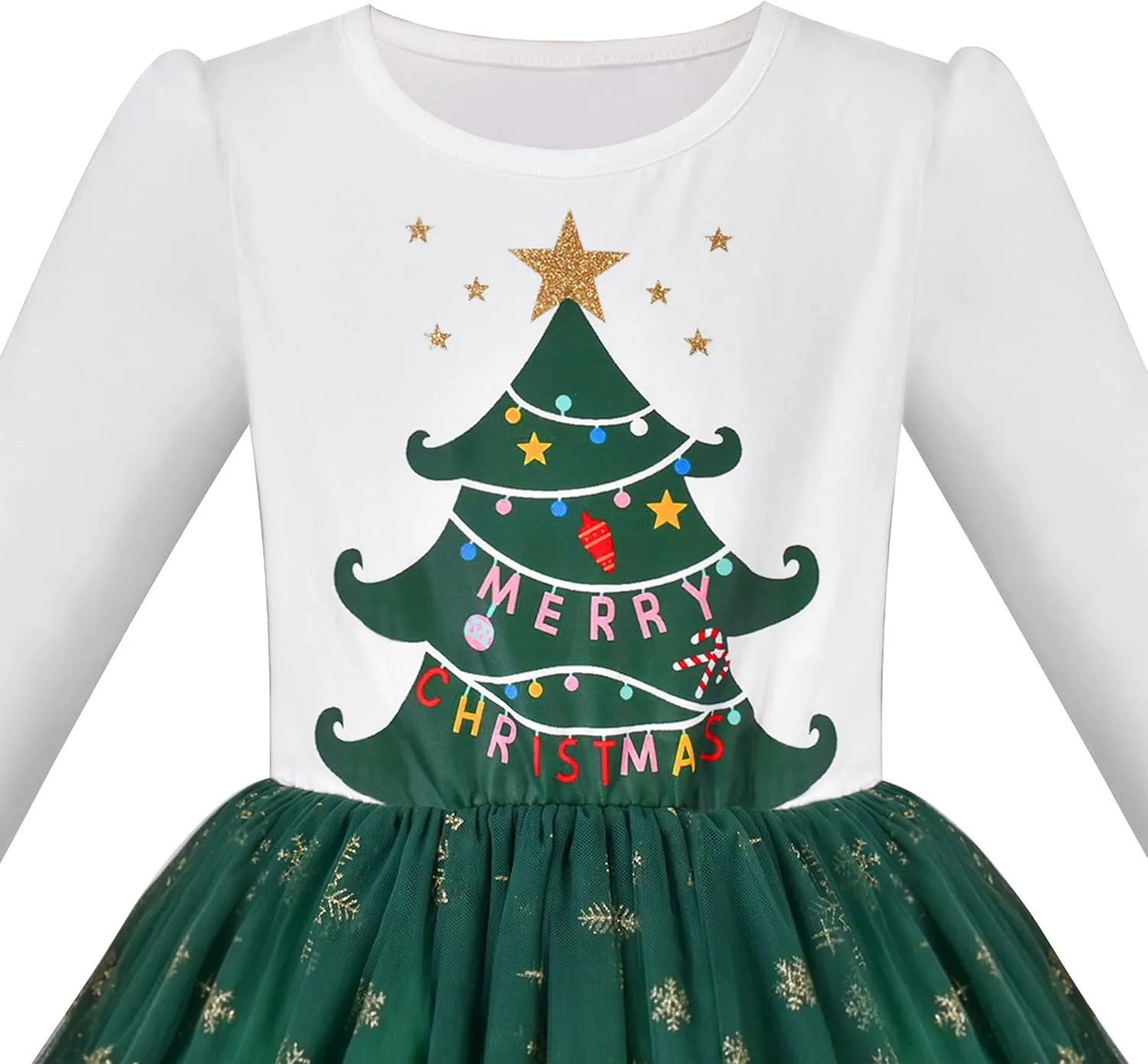 Sunny Fashion Girls Dress Long Sleeve Christmas Owl Sparkling Sequin Tulle