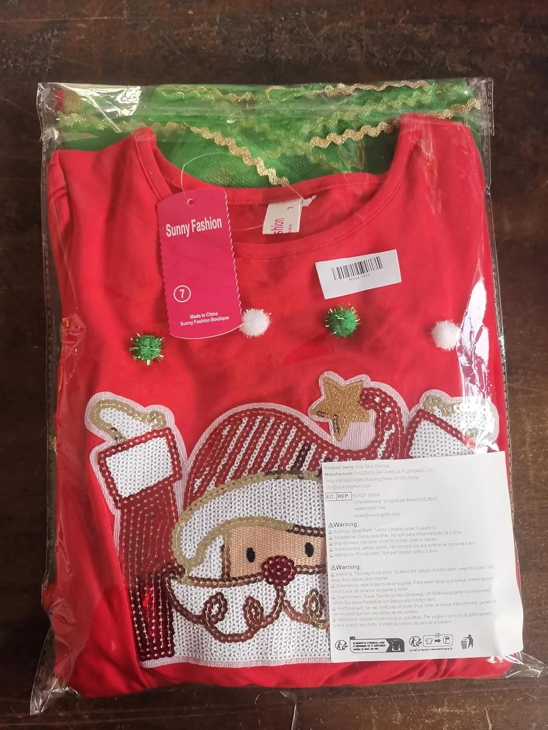 Sunny Fashion Girls Dress Long Sleeve Christmas Owl Sparkling Sequin Tulle
