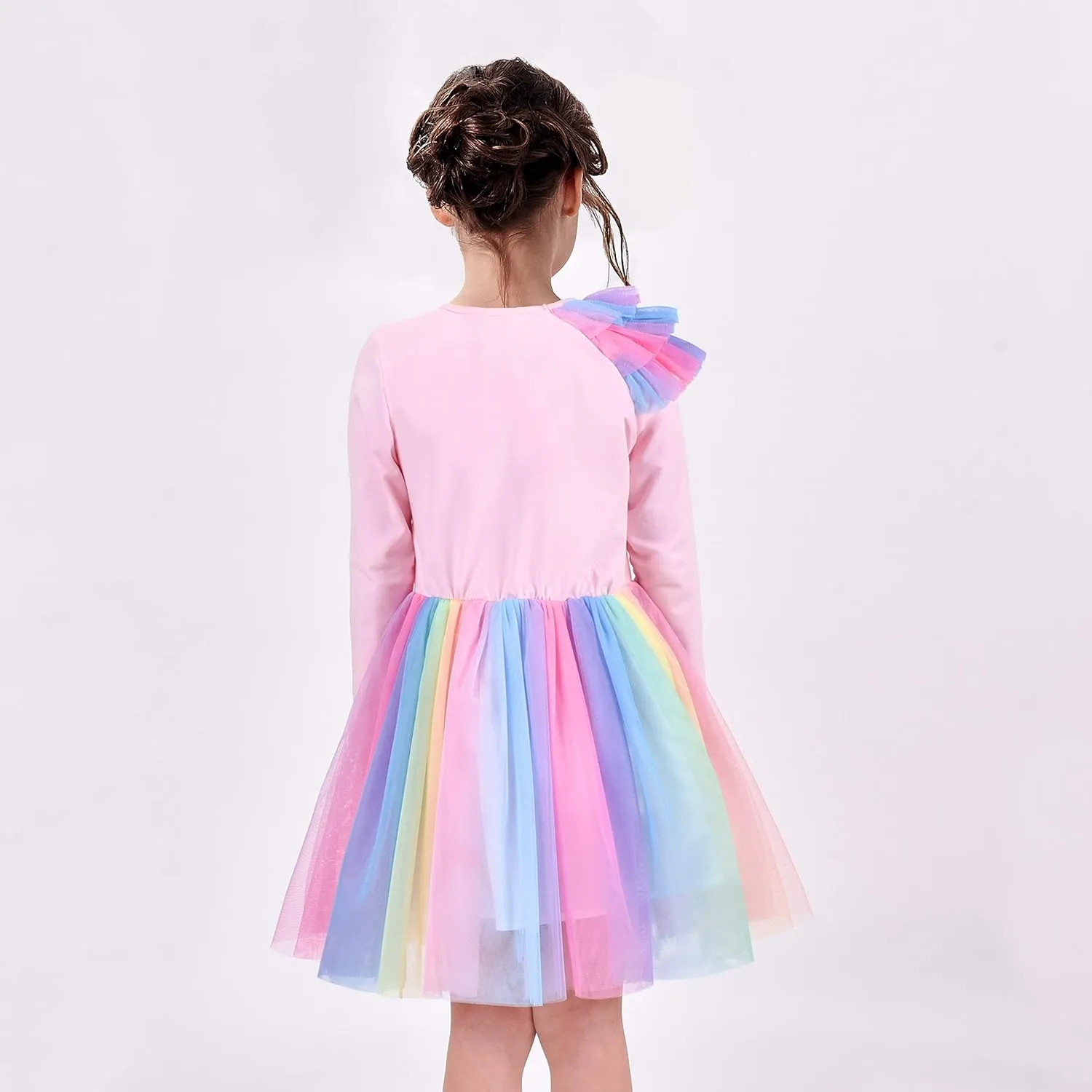 Sunny Fashion Girls Dress Long Sleeve Christmas Owl Sparkling Sequin Tulle