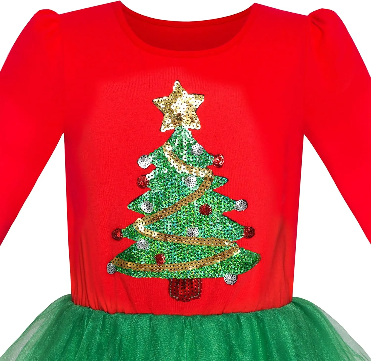 Sunny Fashion Girls Dress Long Sleeve Christmas Owl Sparkling Sequin Tulle