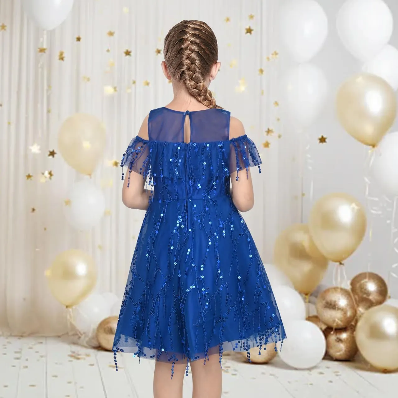 Sunny Fashion Girls Dress Purple Off Shoulder Hi-Low Skirt Bridesmaid Size 7-14