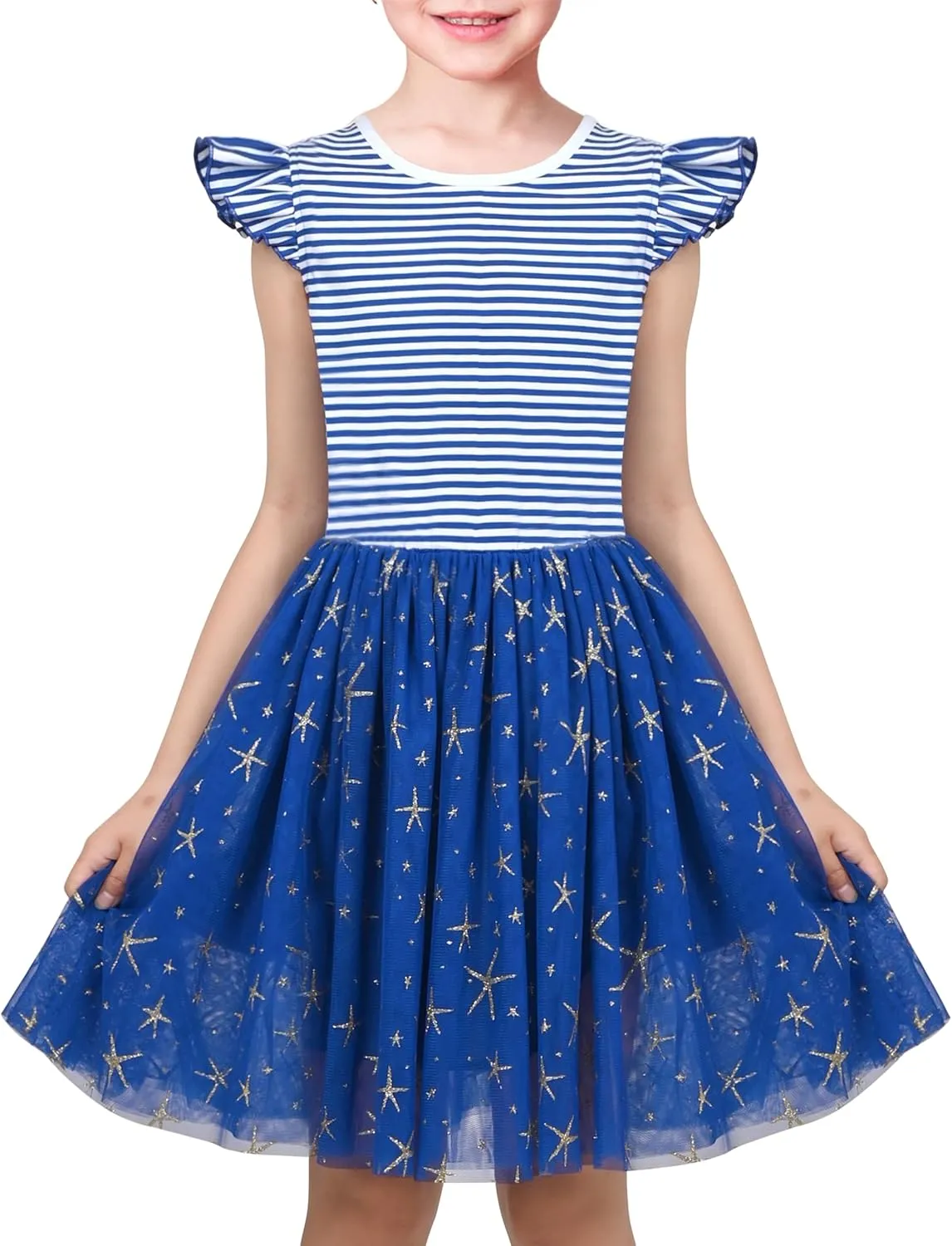 Sunny Fashion Girls Dress Purple Short Sleeve Rainbow Tulle Skirt Birthday Party