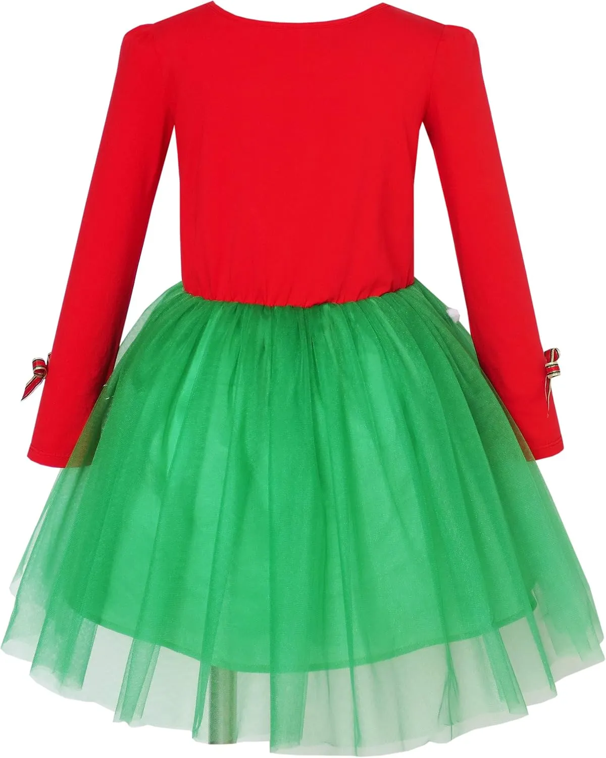Sunny Fashion Girls Dress Reindeer Headband Santa Christmas Long Sleeve Party Dress