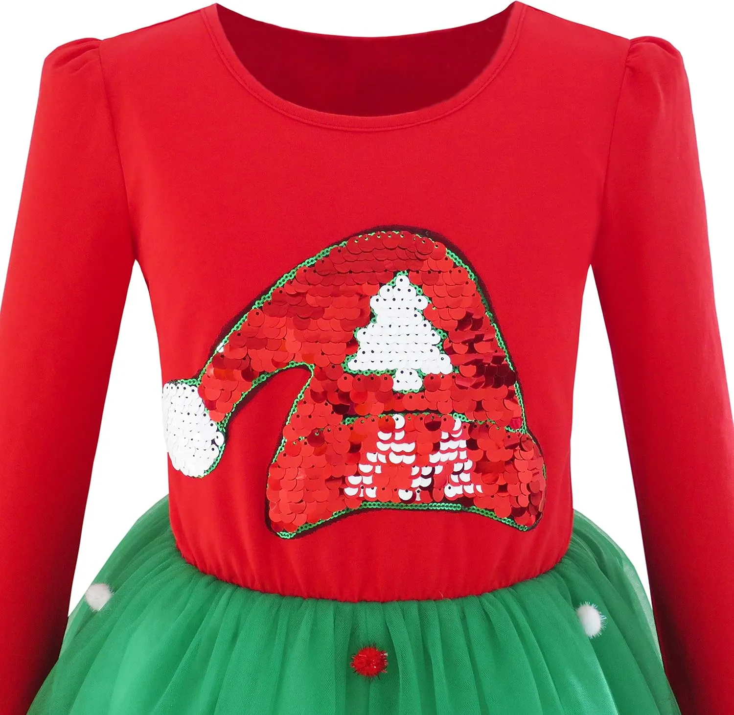 Sunny Fashion Girls Dress Reindeer Headband Santa Christmas Long Sleeve Party Dress