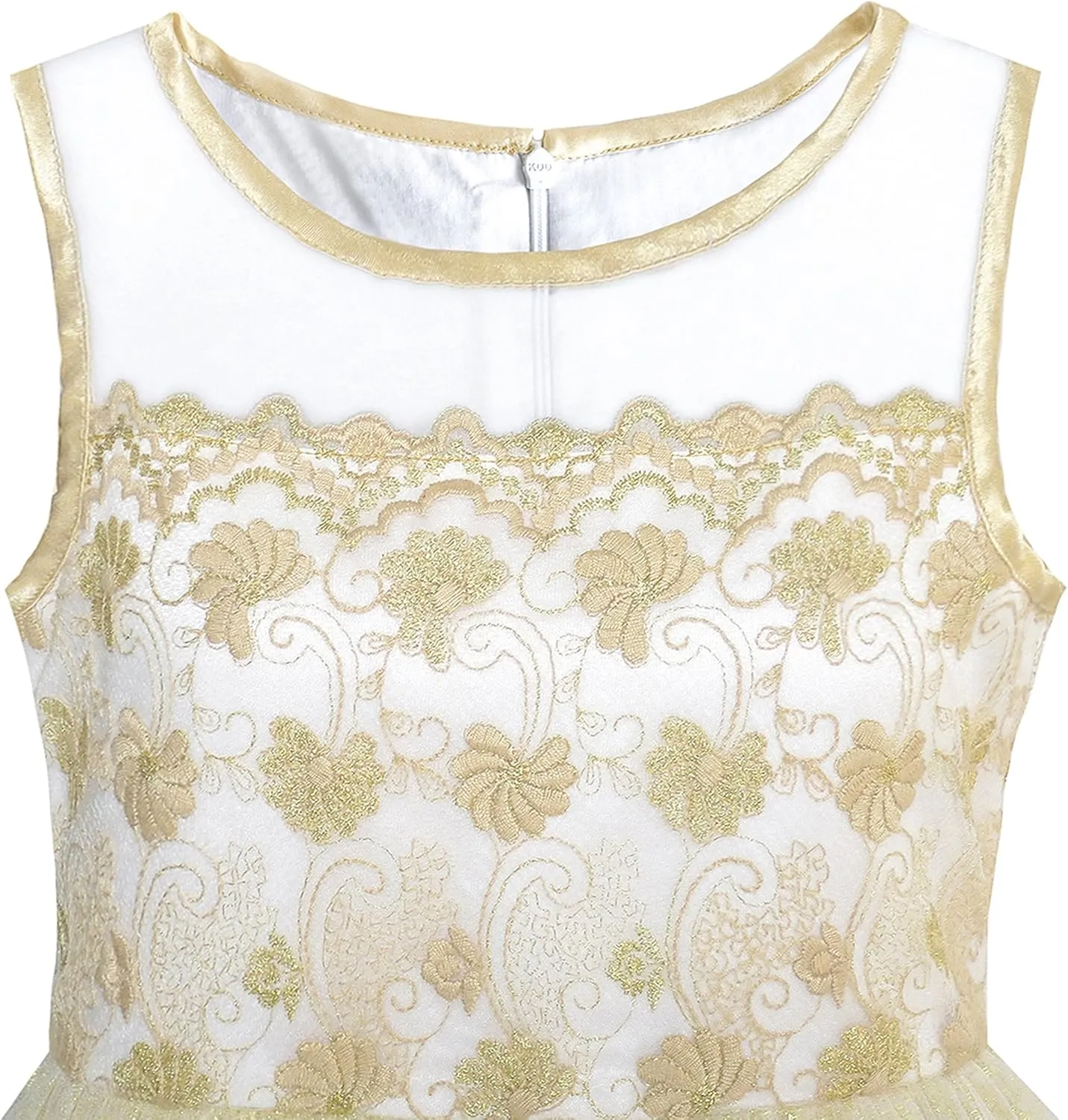 Sunny Fashion Girls Dress Shinning Sequins Beige Tulle Layers Wedding Pageant