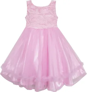 Sunny Fashion Girls Dress Shinning Sequins Beige Tulle Layers Wedding Pageant