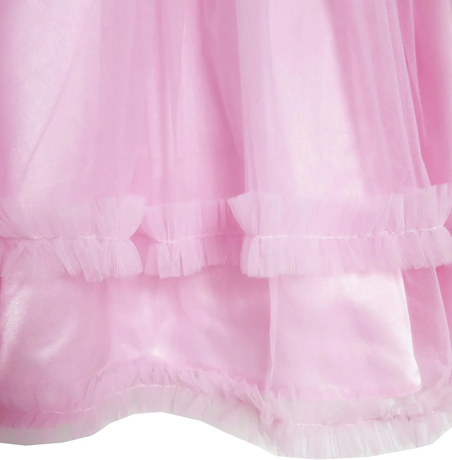 Sunny Fashion Girls Dress Shinning Sequins Beige Tulle Layers Wedding Pageant