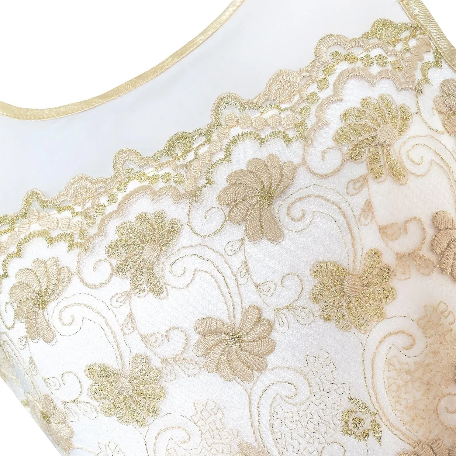 Sunny Fashion Girls Dress Shinning Sequins Beige Tulle Layers Wedding Pageant