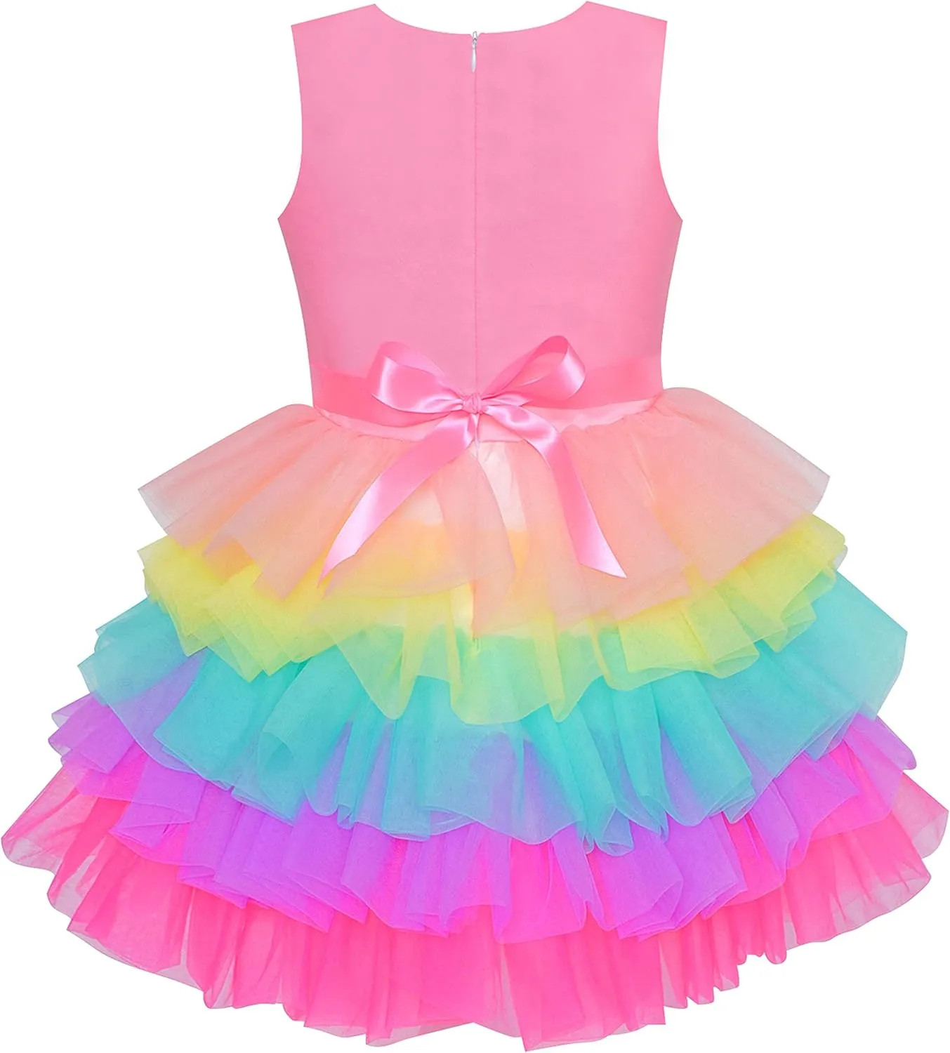 Sunny Fashion Girls Dress Unicorn Rainbow Tulle Unicorn Headband Party Size 4-10