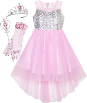 Sunny Fashion Girls Dress Unicorn Rainbow Tulle Unicorn Headband Party Size 4-10