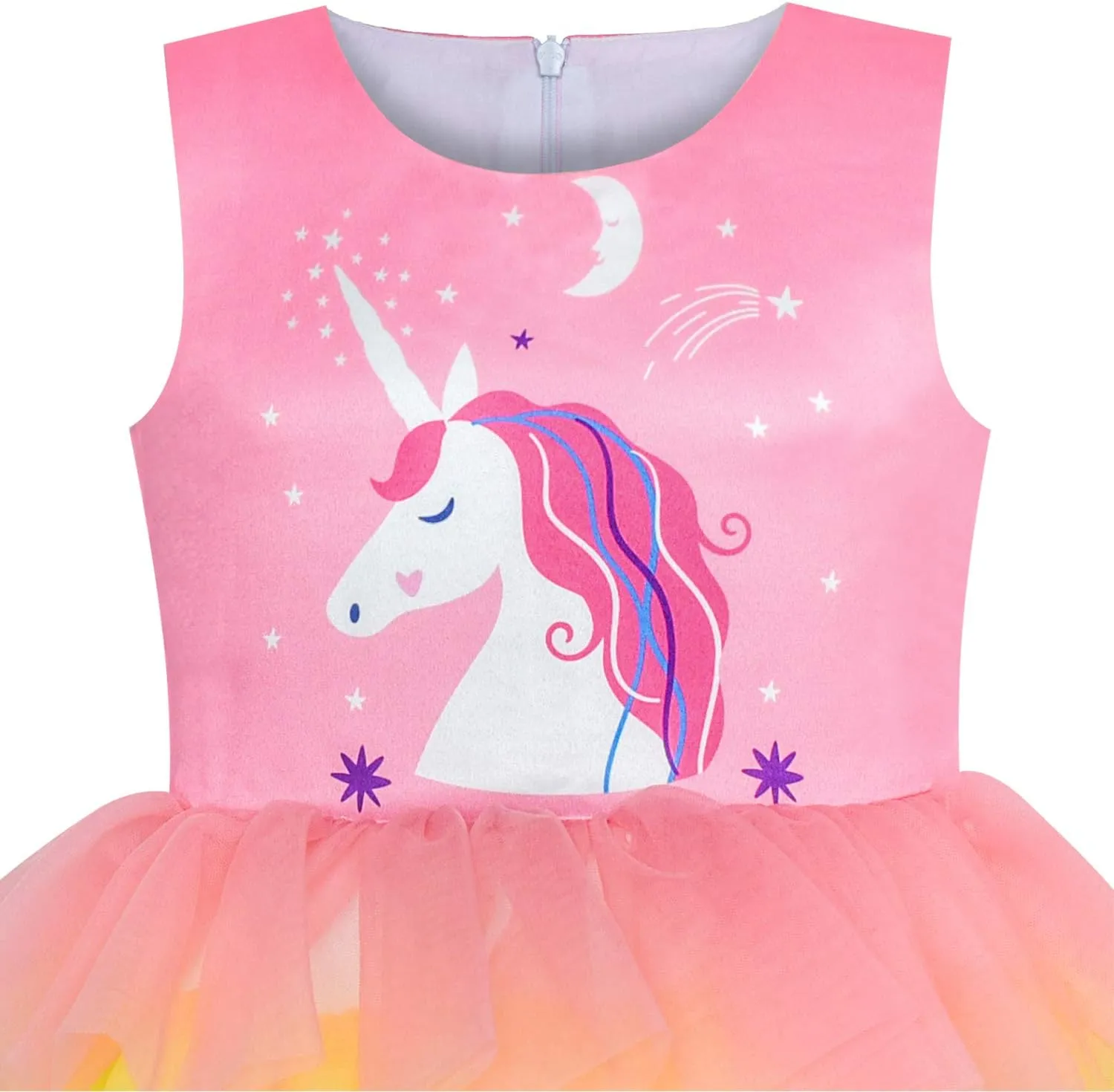 Sunny Fashion Girls Dress Unicorn Rainbow Tulle Unicorn Headband Party Size 4-10