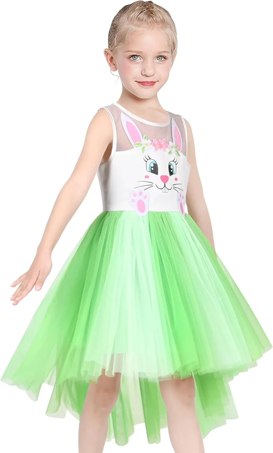 Sunny Fashion Girls Dress Unicorn Rainbow Tulle Unicorn Headband Party Size 4-10