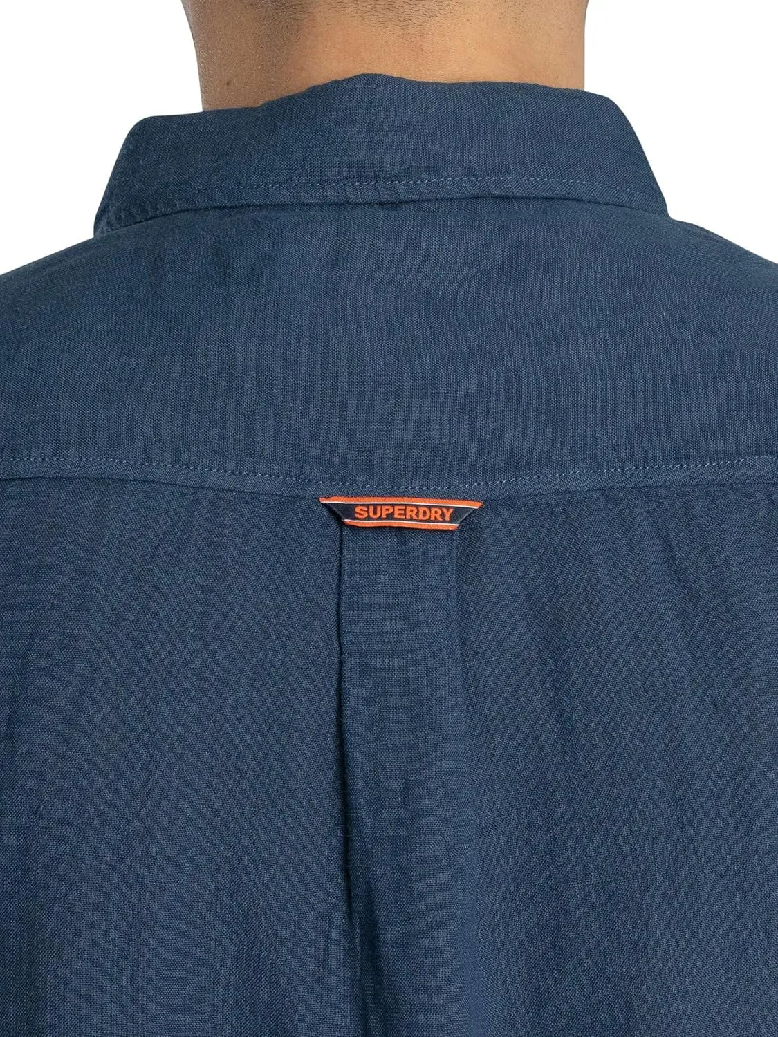 Superdry Men's Vacation Linen Short Sleeved Shirt, Navy