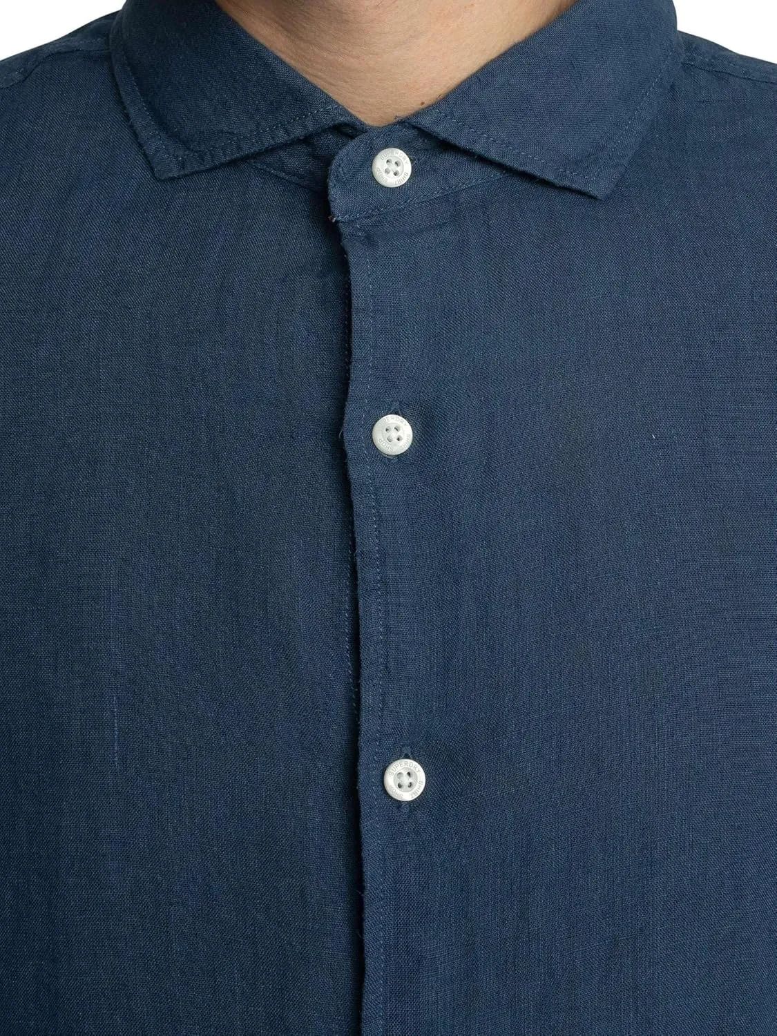 Superdry Men's Vacation Linen Short Sleeved Shirt, Navy
