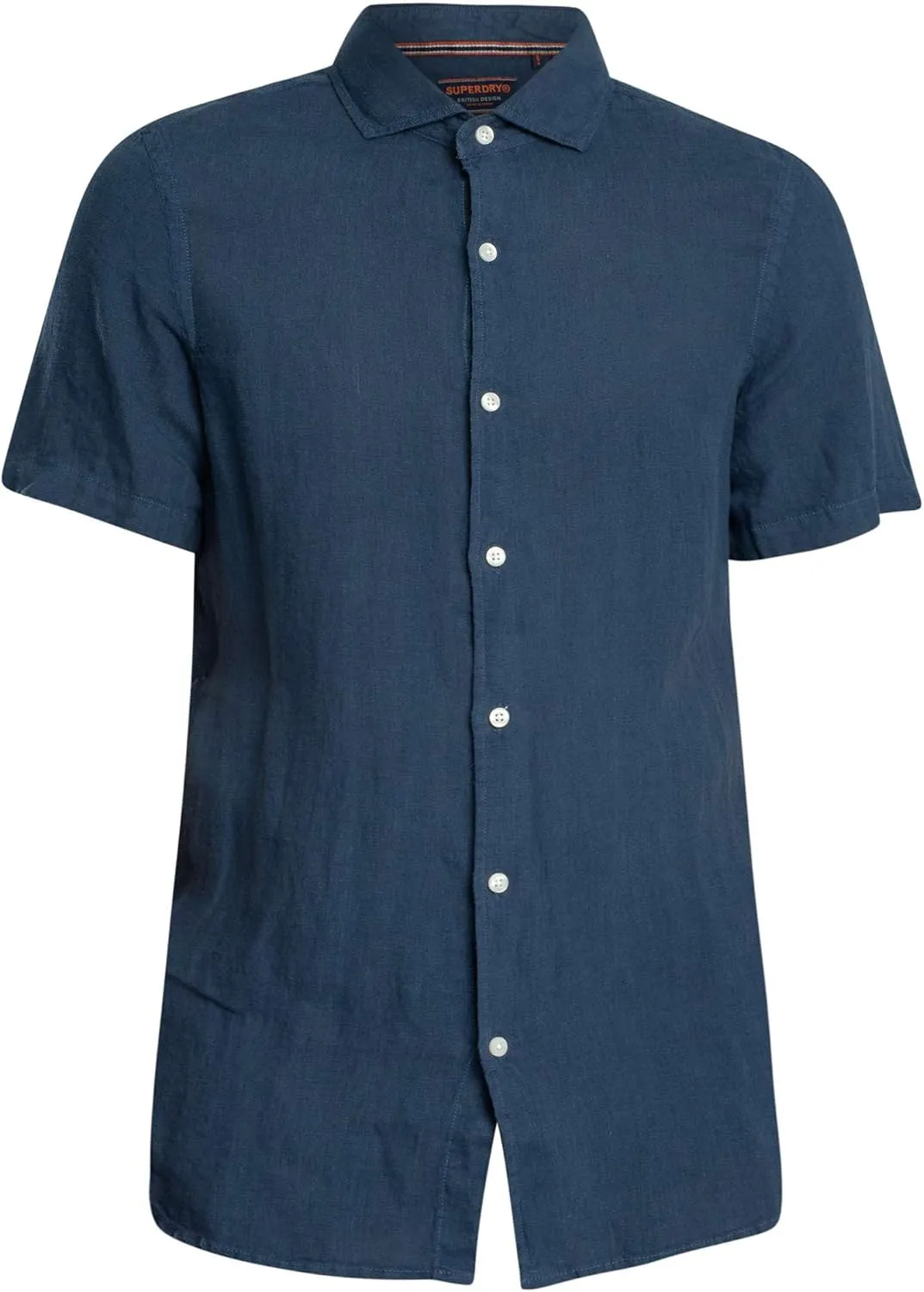 Superdry Men's Vacation Linen Short Sleeved Shirt, Navy