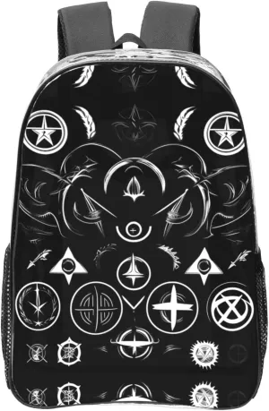 Supernatural Symbols Black Clear Backpack,High Capacity Clear Bag For Travel,Work,Festival, Concerts Women Men Unisex