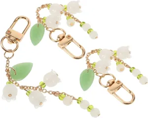 SUPVOX Flower Leaf Keychain Lily Valley Fashion Charm for Handbag Car Purse Phone