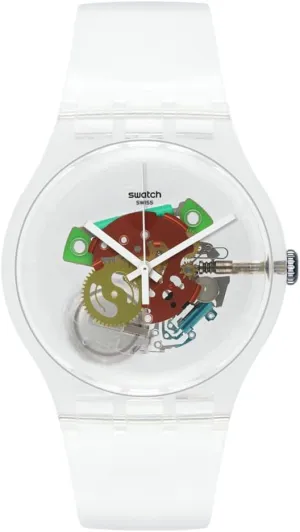 Swatch New Gent BIOSOURCED Random Ghost Quartz Watch, Transparent