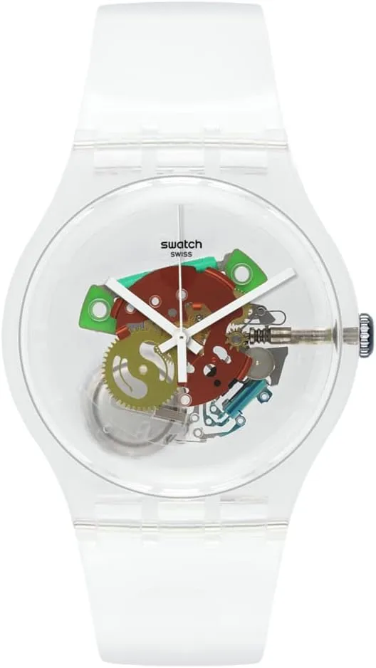 Swatch New Gent BIOSOURCED Random Ghost Quartz Watch, Transparent