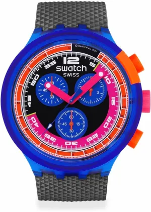 Swatch Unisex Casual Watch Blue Bio-sourced Quartz NEON Party to The MAX
