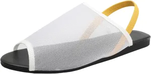 SWDZM Mesh Flat Sandals for Women Open Toe Slingback Sandals Ladies Summer Beach Slides Shoes