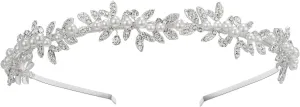 SWEETV Rhinestone Bridal Headband Crystal Tiara for Women Pearl Wedding Headpieces for Bride Hair Accessories for Prom Birthday Party