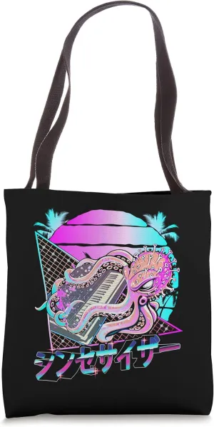 Synthesizer Octopus Vaporwave Kraken Modular Analog Synth Tote Bag