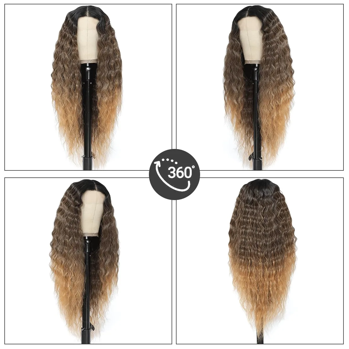 Synthetic Lace Front Wigs Pre Plucked Ombre Honey Blonde Natural Wavy Wig for Black Women 13x4x1 Middle Part Glueless Ready to Wear Daily Party Wear