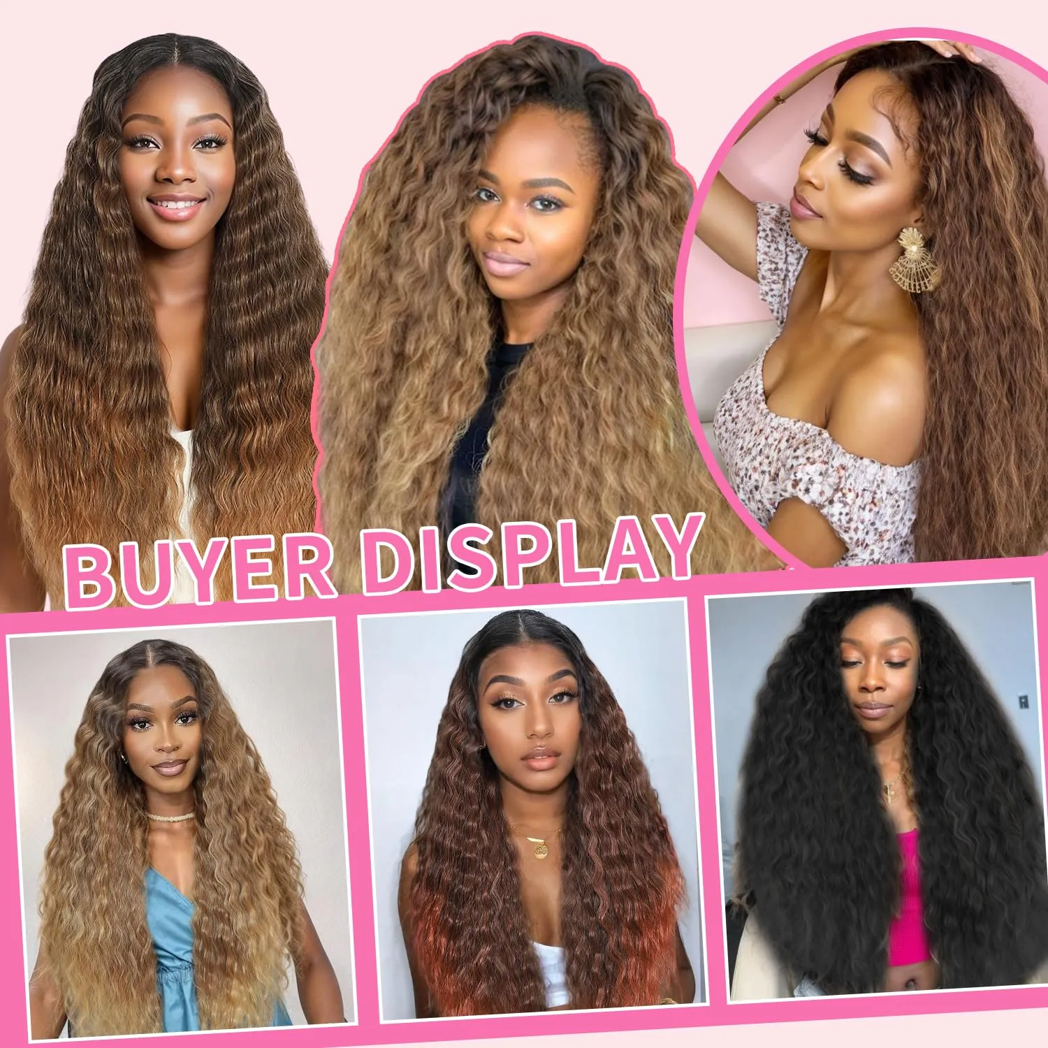 Synthetic Lace Front Wigs Pre Plucked Ombre Honey Blonde Natural Wavy Wig for Black Women 13x4x1 Middle Part Glueless Ready to Wear Daily Party Wear