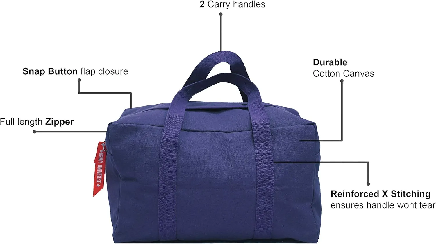 Tactical Parachute Cargo Bag SMALL Cotton Canvas Carry Bag, 19" x 12" x 11" - Navy Blue