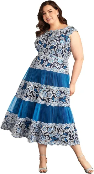 Tadashi Shoji Klein Embroidered Tea-Length Dress - PLUS SIZE