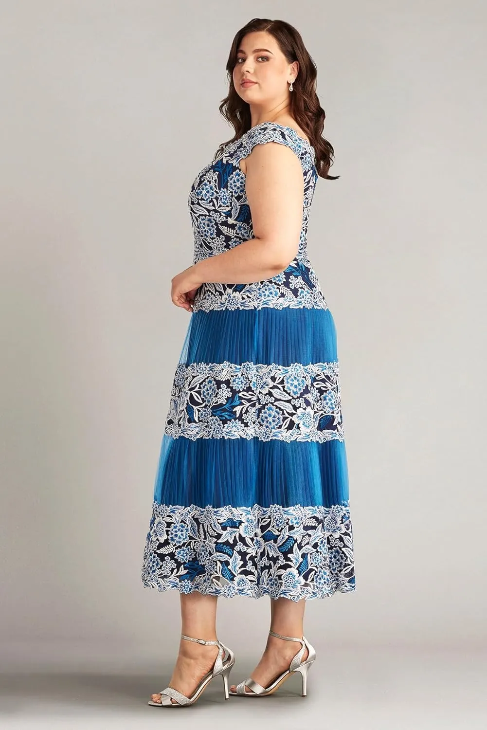 Tadashi Shoji Klein Embroidered Tea-Length Dress - PLUS SIZE