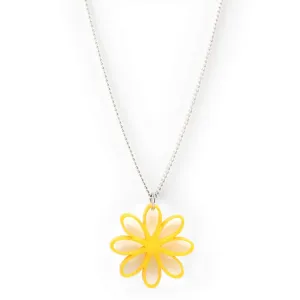 Tagua Pendant Necklace Flower in Yellow Handmade Fairtrade, Lightweight by Florama Natural Jewelry