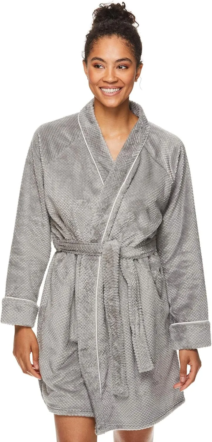 TAHARI Womens Honeycomb Plush Robe, Womens Robes Knee Length, Mom Gifts