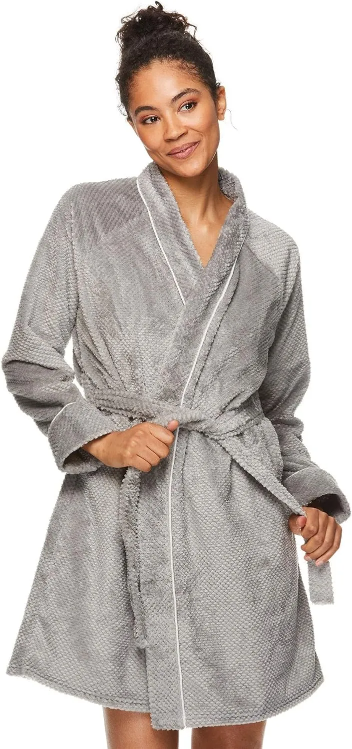 TAHARI Womens Honeycomb Plush Robe, Womens Robes Knee Length, Mom Gifts