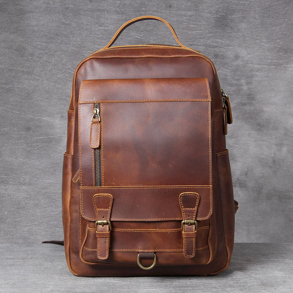 Tan Leather Backpack | Caribbean Sea