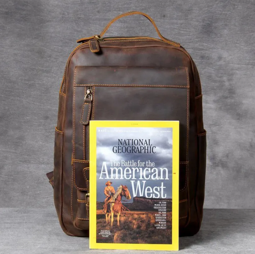 Tan Leather Backpack | Caribbean Sea
