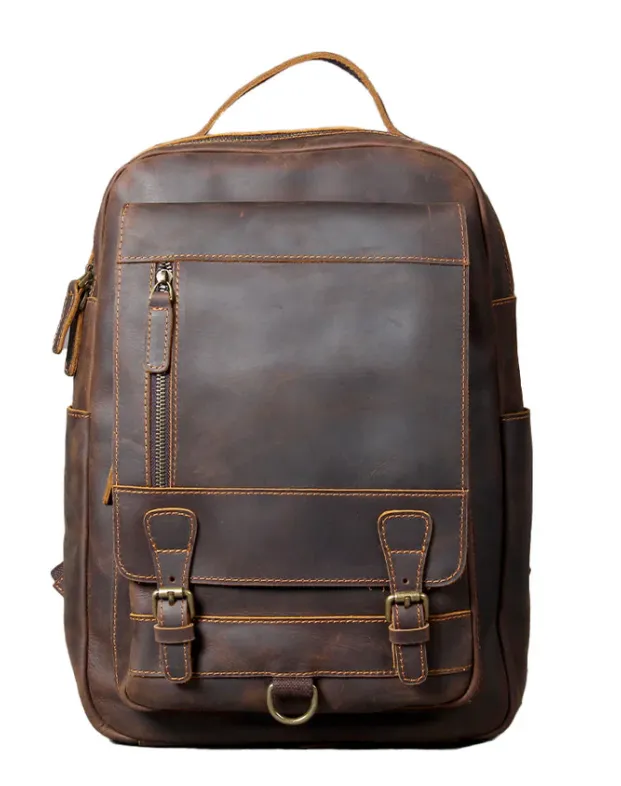 Tan Leather Backpack | Caribbean Sea