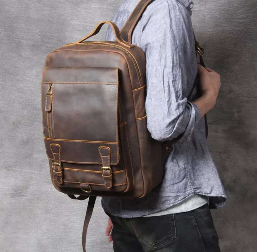 Tan Leather Backpack | Caribbean Sea