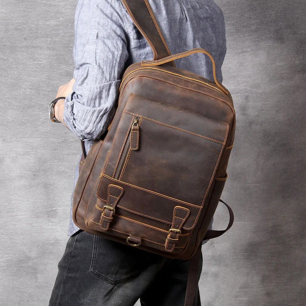 Tan Leather Backpack | Caribbean Sea