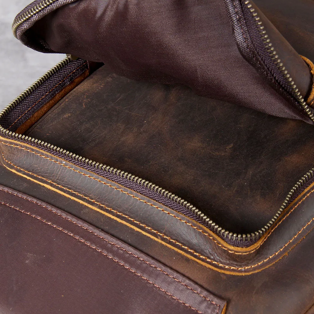 Tan Leather Backpack | Caribbean Sea