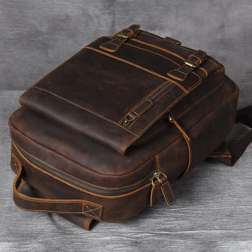 Tan Leather Backpack | Caribbean Sea