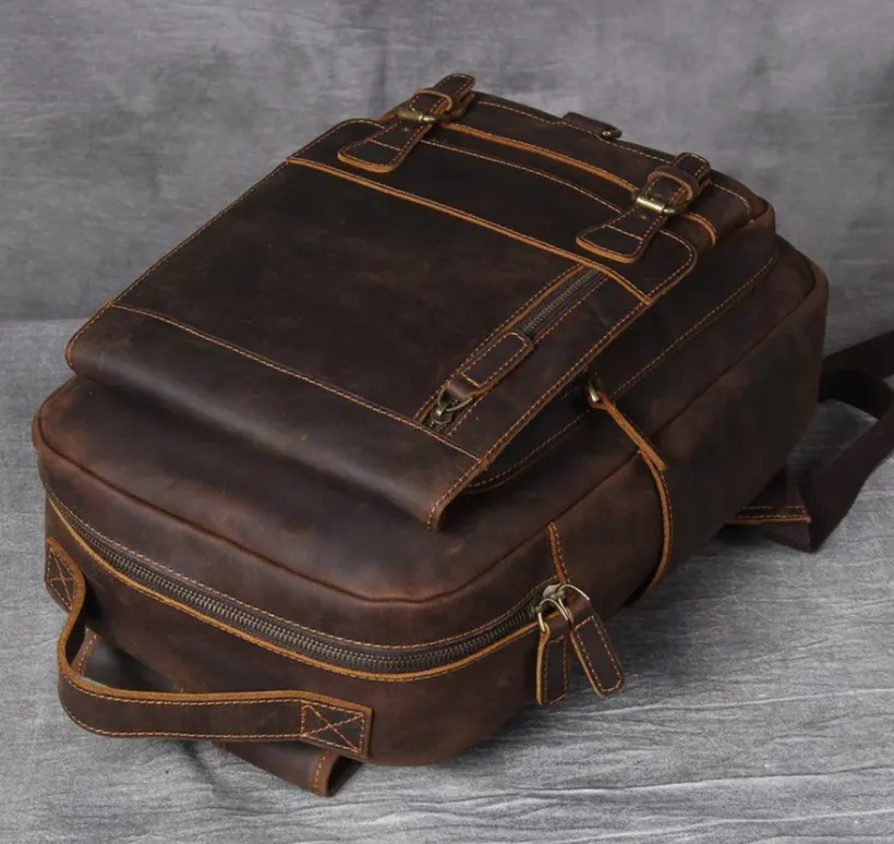 Tan Leather Backpack | Caribbean Sea