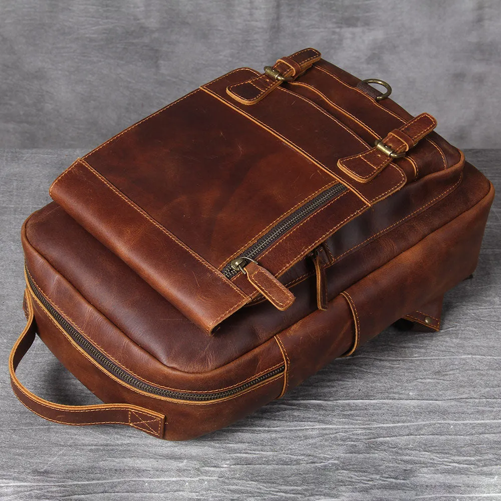 Tan Leather Backpack | Caribbean Sea