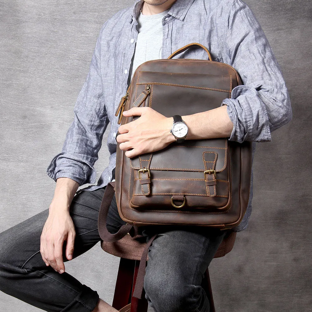 Tan Leather Backpack | Caribbean Sea