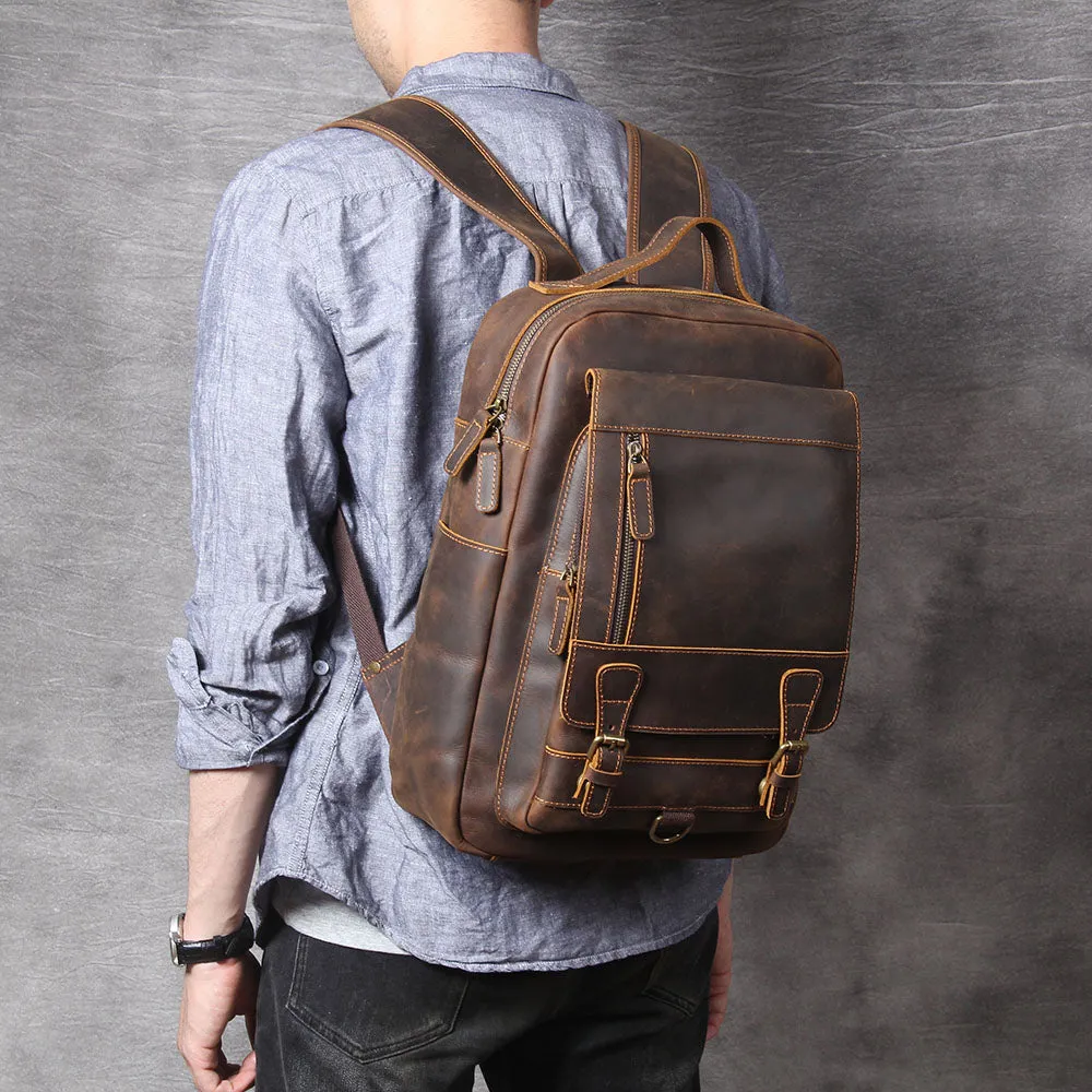 Tan Leather Backpack | Caribbean Sea