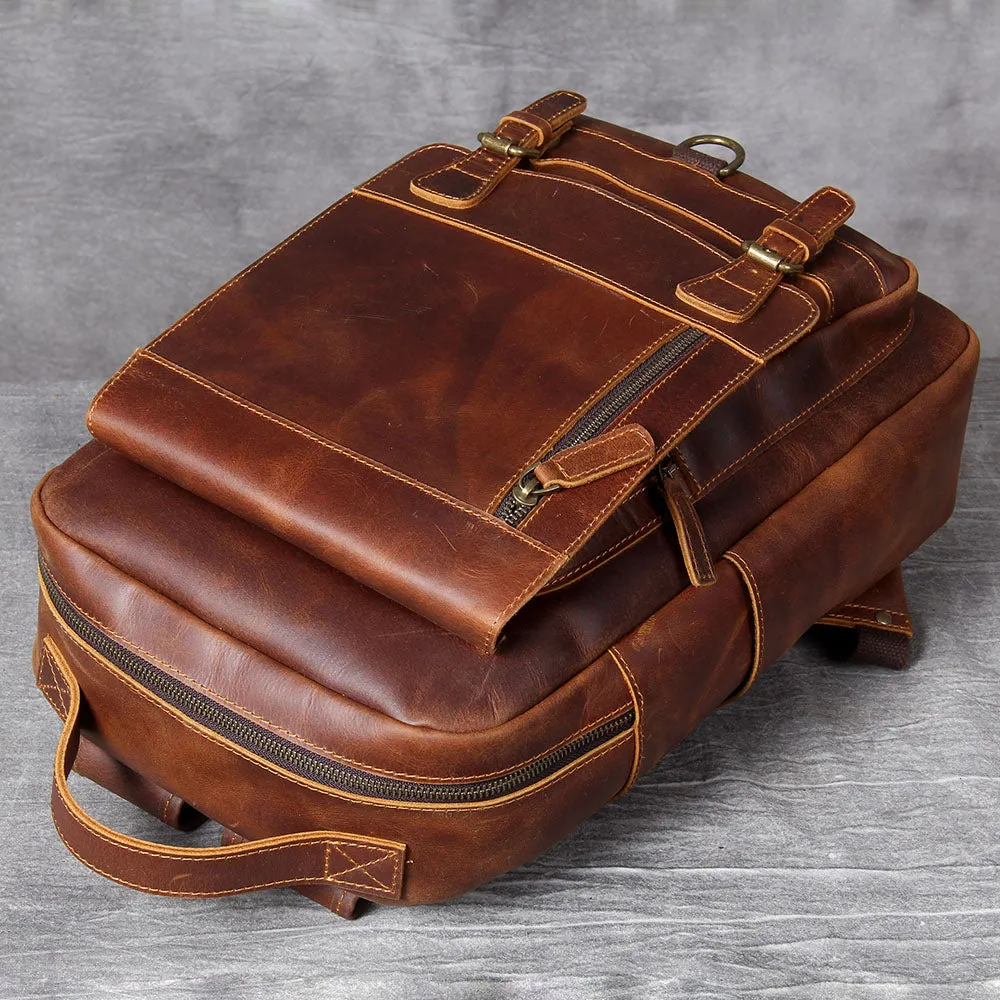 Tan Leather Backpack | Caribbean Sea