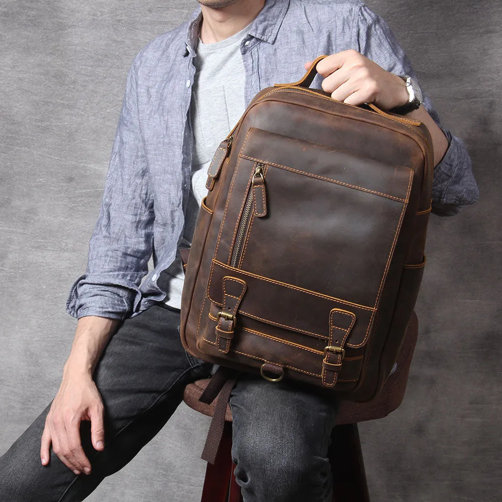 Tan Leather Backpack | Caribbean Sea